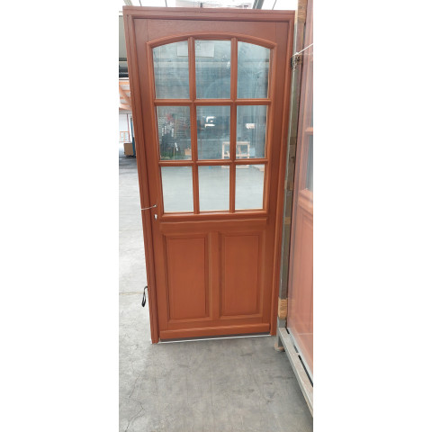 Porte d'entrée bois modèle agatha vitrage transparent 215x90 poussant droite cote tableau