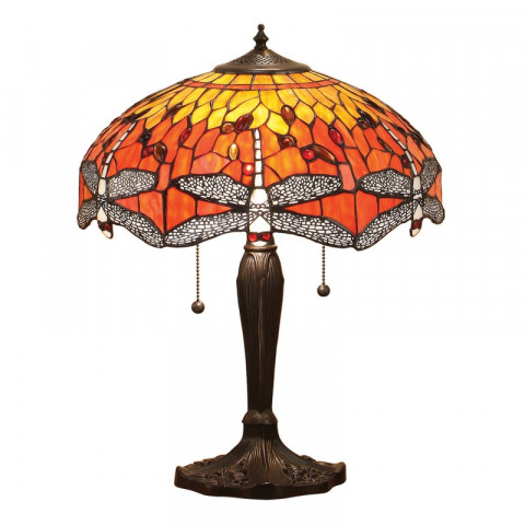 Lampe 41 cm dragonfly flame, verre et résine