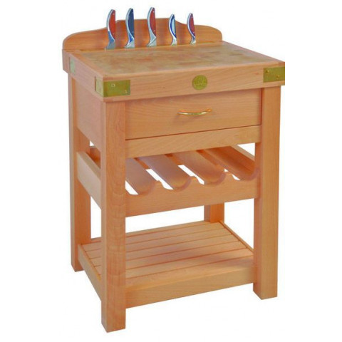Billot de cuisine avec porte bouteilles et porte couteaux intégré