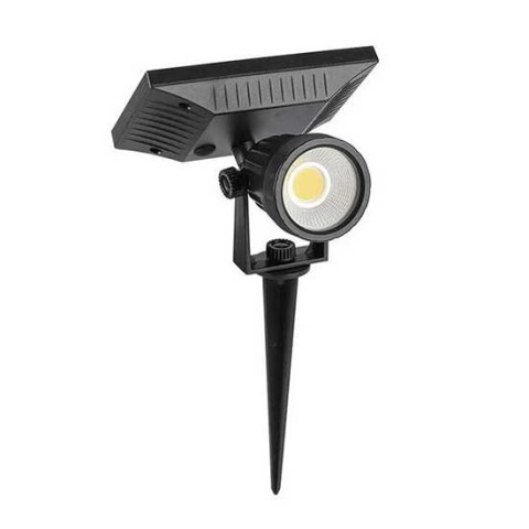 V-TAC VT-952 Piquet solaire LED COB 2W blanc chaud 3000K corps noir ajustable IP65 - sku 6660