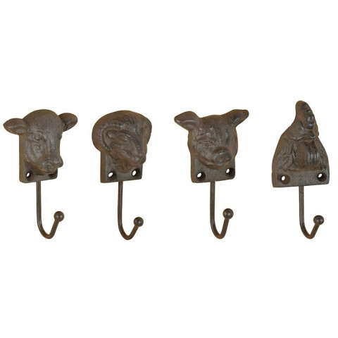 Patère animaux de la ferme en fonte (lot de 4)
