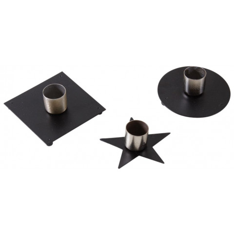 Bougeoir en métal laqué noir (lot de 3)