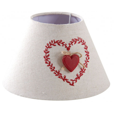 Abat-jour en coton et lin coeur rouge