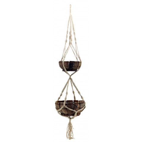 Suspension double macramé en coton