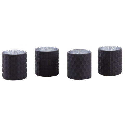 Photophore noir en verre teinté mat (lot de 4)