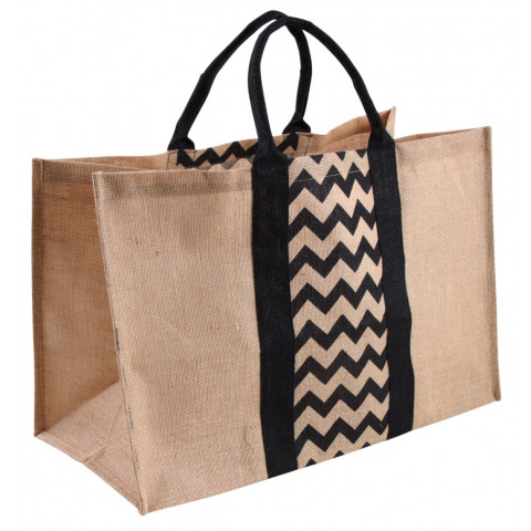 Sac à bûches en jute plastifiée motifs chevrons