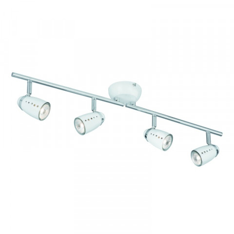 Plafonnier pluto 72cm blanc et chrome, 4 spots