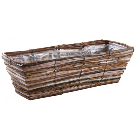 Jardinière osier brut et bois