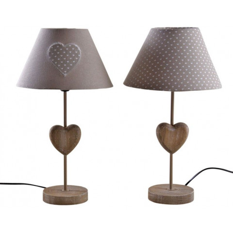 Lampe coeur en bois (lot de 2)