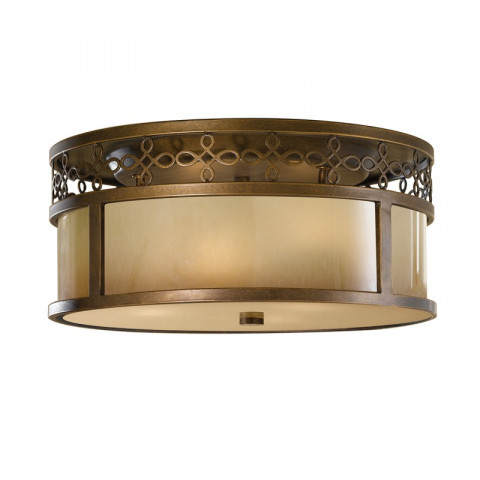 Plafonnier justine, bronze et verre, 38 cm