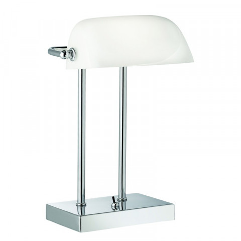 Lampe bankers, chrome et verre blanc