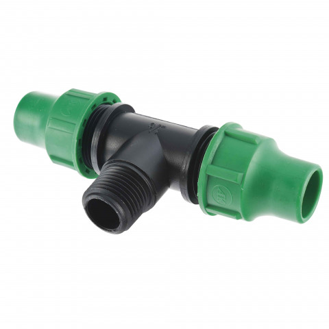 Raccord tuyau 16mm 2 têtes + 1 sortie mâle