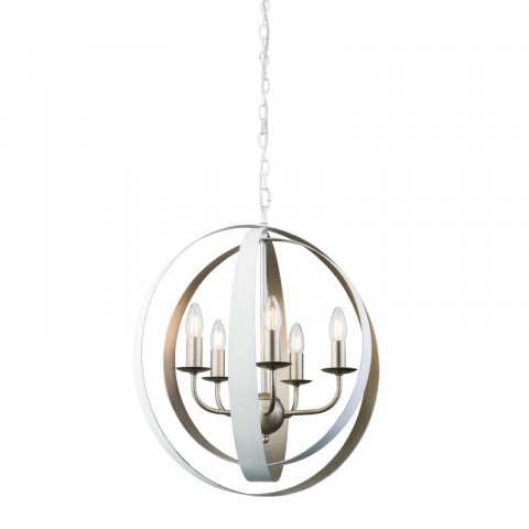 Suspension toro, blanc et champagne, 5 ampoules