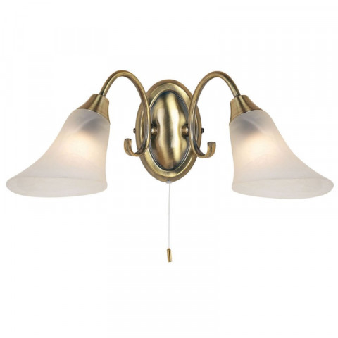 Applique hardwick, laiton antique et verre, 2 ampoules