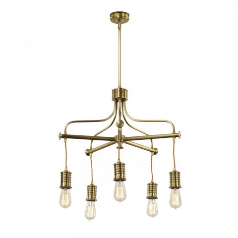 Chandelier douille, 5 éclairages en laiton antique