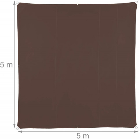 Voile d'ombrage carré 5 x 5 m brun 