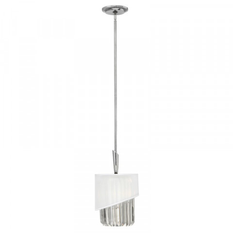 Suspension gigi, nickel poli, cristal, organza blanc