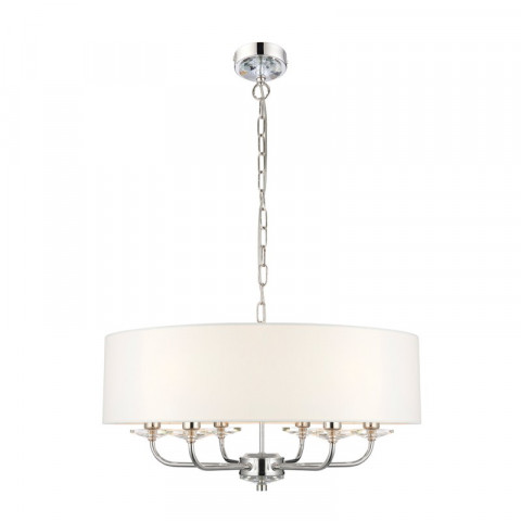 Suspension nixon, nickel brillant et cristal, 6 ampoules
