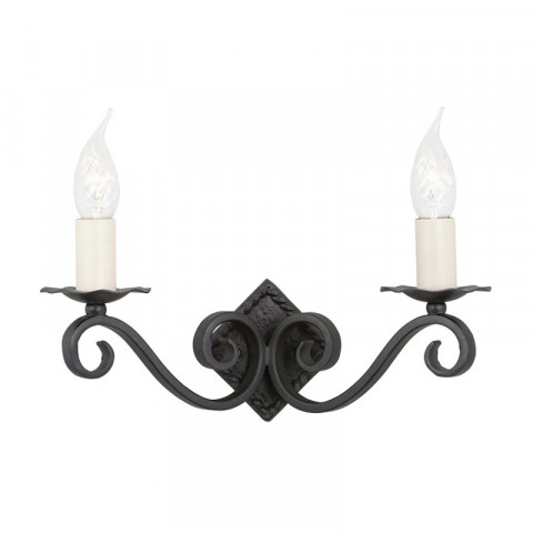 Applique rectory 11 cm, fer forgé noir, 2 ampoules