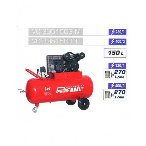 Prodif compresseur courroie bi-cylindre v 200 l 4 cv prodif - wc