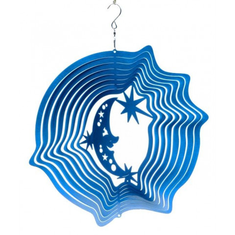 Mobile à vent lune & étoiles bleu 30cm grand modèle