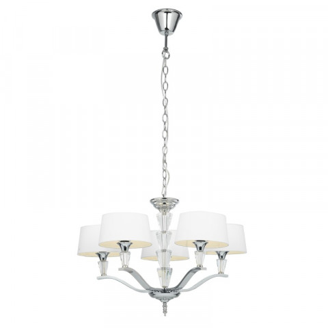 Suspension fiennes, chrome et cristal, avec abat-jour