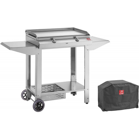 Plancha en inox moma 70 cm avec chariot et housse