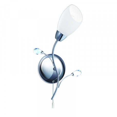 Applique gardenia, en chrome, verre blanc et cristal