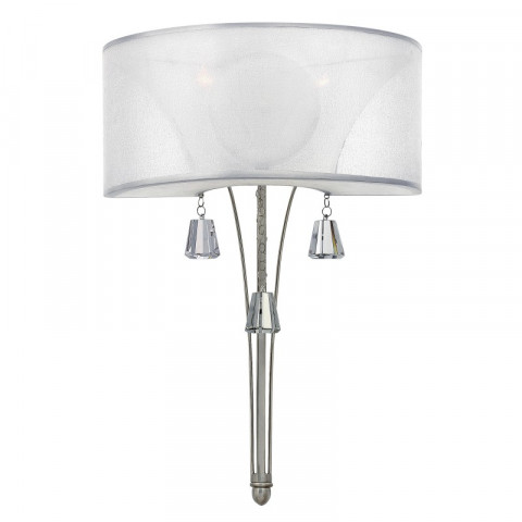 Applique mime, nickel brossé et cristal, 2 ampoules