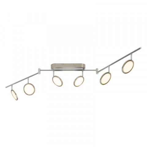 Barre pluto, nickel et plastique, 6 ampoules