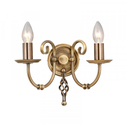Applique artisan, laiton antique, 2 ampoules