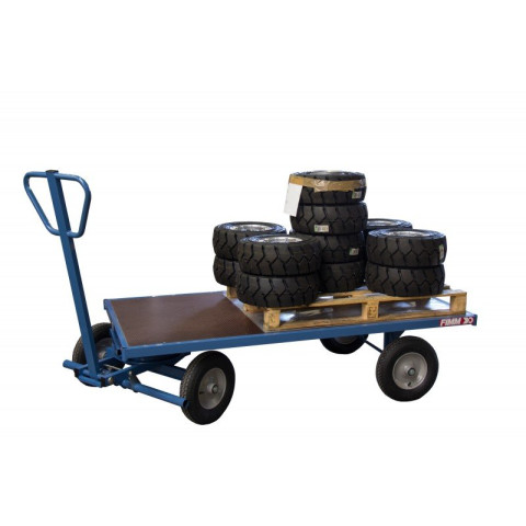 Chariot avant train pivotant 1600 x 800 mm roues caoutchouc 1000 kg - 800007113