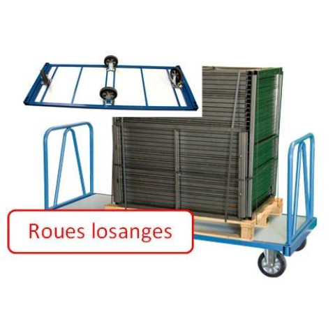 Chariot industriel pour charges longues 2000 x 1000 mm roues losange 1200 kg - 800007219