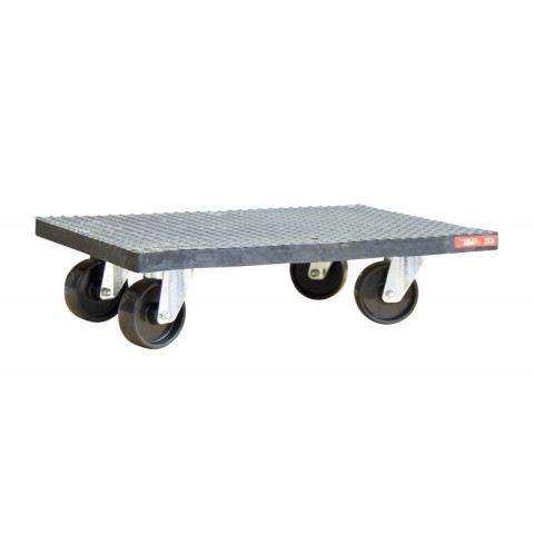 Plateau roulant bois enrobé de caoutchouc, 600 x 400 mm, roues CC, 210 kg
