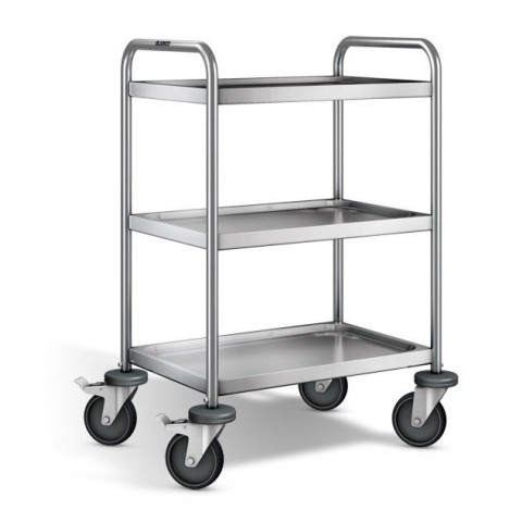 Desserte inox 304 L, 3 plateaux, 600 x 400 mm, 120 kg