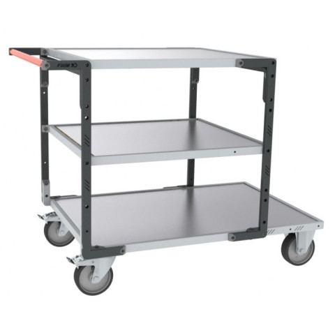 Servante montée 3 plateaux tôle galva 2 plateaux 1200 x 800 mm et 1 plateau 900 x 800 mm roues TPE 400 kg - 886732445