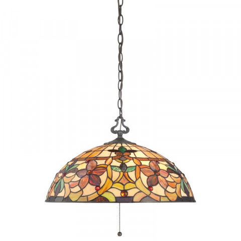 Suspension kami, bronze vintage et verre tiffany