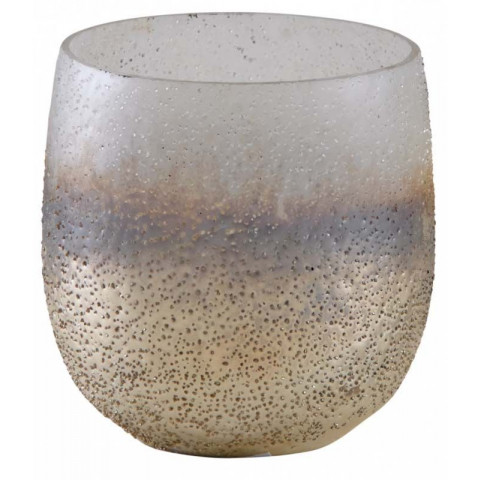 Photophore en verre sablé doré et blanc 8 cm