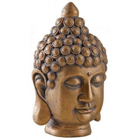 Tête de bouddha en résine dorée