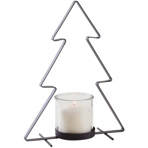 Photophore sapin en verre et métal 35 cm