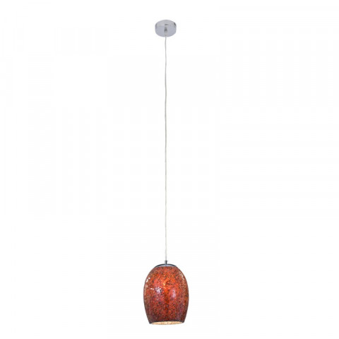Suspension 1 ampoule crackle, en chrome et verre rouge