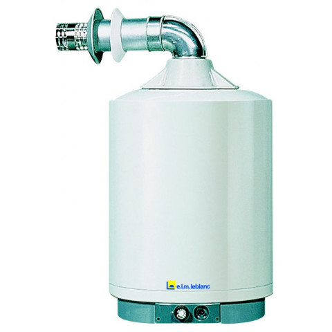 Chauffe-eau gaz à accumulation AGL-E et raccordement cheminée - Montage avec pieds (stable) - Capacité de 115 litres - Puissance: 7,5 Kw