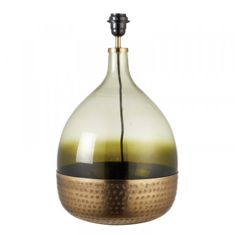 Lampe sultan, laiton antique et verre, sans abat-jour