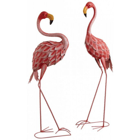 Flamant rose en métal laqué (lot de 2)