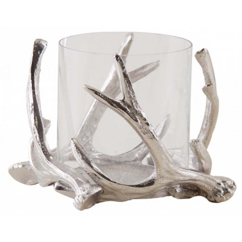 Photophore bois de cerf en aluminium diamètre 16cm