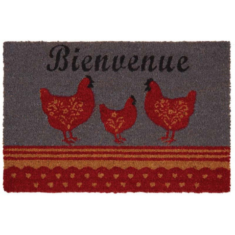 Paillasson en fibres de coco 3 poules