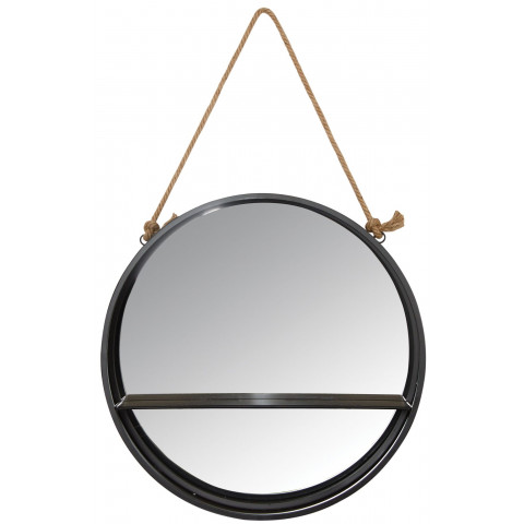 Miroir étagère rond à suspendre