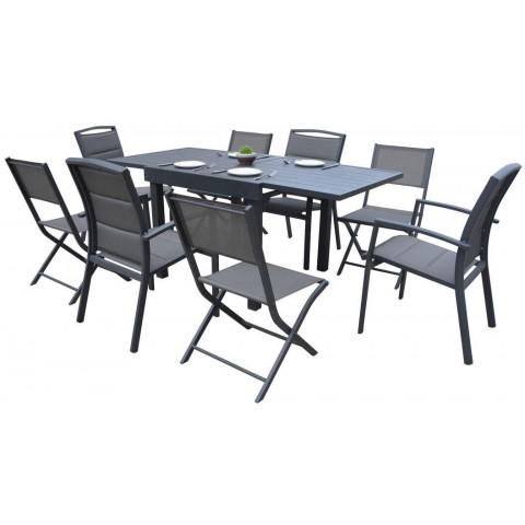Salon de jardin full aluminium 8 personnes modulo
