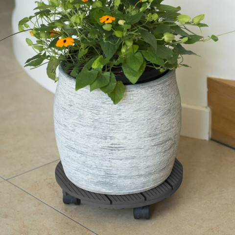 Chariot à plantes rond ø30 cm anthracite bois