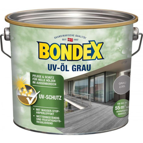 Huile protectrice pour bois anti-UV Bondex 2,5 L (coloris gris)